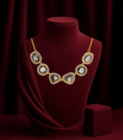 Diamond Pendant Slice Diamond Salt And Pepper Diamond Yellow Gold Pendant Bridal Necklace Pendant