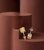 Rough Diamond | White Gold Stud Earring | Yellow Diamond | Natural Loose Diamond Earring - Image 2