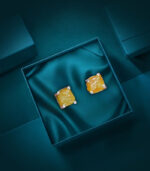 Rough Diamond | White Gold Stud Earring | Yellow Diamond | Natural Loose Diamond Earring - Image 3