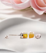 Rough Diamond | White Gold Stud Earring | Yellow Diamond | Natural Loose Diamond Earring - Image 4