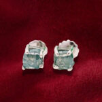 Rough Diamond White Gold Stud Earring Blue Diamond Natural Loose Diamond Earring