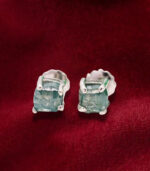 Rough Diamond White Gold Stud Earring Blue Diamond Natural Loose Diamond Earring