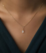 Diamond Pendant | Rough Diamond | White Gray Diamond | Yellow Gold Pendant | Bridal Necklace Pendant - Image 2