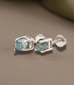 Rough Diamond | White Gold Stud Earring | Blue Diamond | Natural Loose Diamond Earring - Image 2