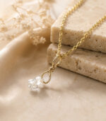 Diamond Pendant | Rough Diamond | White Gray Diamond | Yellow Gold Pendant | Bridal Necklace Pendant - Image 3