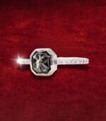 Emerald Diamond | Natural Diamond Ring | Salt And Pepper Color Gold Ring | Engagement Ring - Image 3