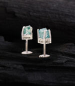 Rough Diamond | White Gold Stud Earring | Blue Diamond | Natural Loose Diamond Earring - Image 3