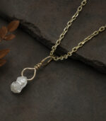 Diamond Pendant | Rough Diamond | White Gray Diamond | Yellow Gold Pendant | Bridal Necklace Pendant - Image 5
