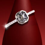 Emerald Diamond Natural Diamond Ring Salt And Pepper Color Gold Ring Engagement Ring