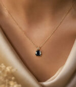 Cushion Diamond | Black Natural Diamond Pendant - Earring | Rose Gold Bridal Necklace - Image 2