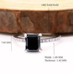 Emerald Diamond | Natural Diamond Ring | Black Color Gold Ring | Engagement Ring - Image 2