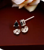 Pear Diamond | White Gold Stud Earring | Black Diamond | Natural Loose Diamond Earring - Image 2