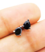 Pear Diamond | White Gold Stud Earring | Black Diamond | Natural Loose Diamond Earring - Image 3