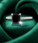 Emerald Diamond | Natural Diamond Ring | Black Color Gold Ring | Engagement Ring - Image 4