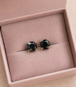 Cushion Diamond | Black Natural Diamond Pendant - Earring | Rose Gold Bridal Necklace - Image 5