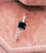 Emerald Diamond | Natural Diamond Ring | Black Color Gold Ring | Engagement Ring - Image 7