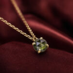 Diamond Pendant, Round Rose cut Diamond, Brown Green Yellow Diamond, Yellow Gold Pendant, Bridal Necklace, Pendant