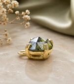 Diamond Pendant | Round Rose Cut Diamond | Brown Green Yellow Diamond | Yellow Gold Pendant | Bridal Necklace | Pendant - Image 5