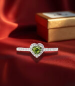Enchanted Heart Cut Green Diamond Halo Ring