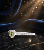 Enchanted Heart Cut Green Diamond Halo Ring - Image 2
