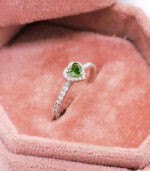 Enchanted Heart Cut Green Diamond Halo Ring - Image 4