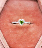Enchanted Heart Cut Green Diamond Halo Ring - Image 5