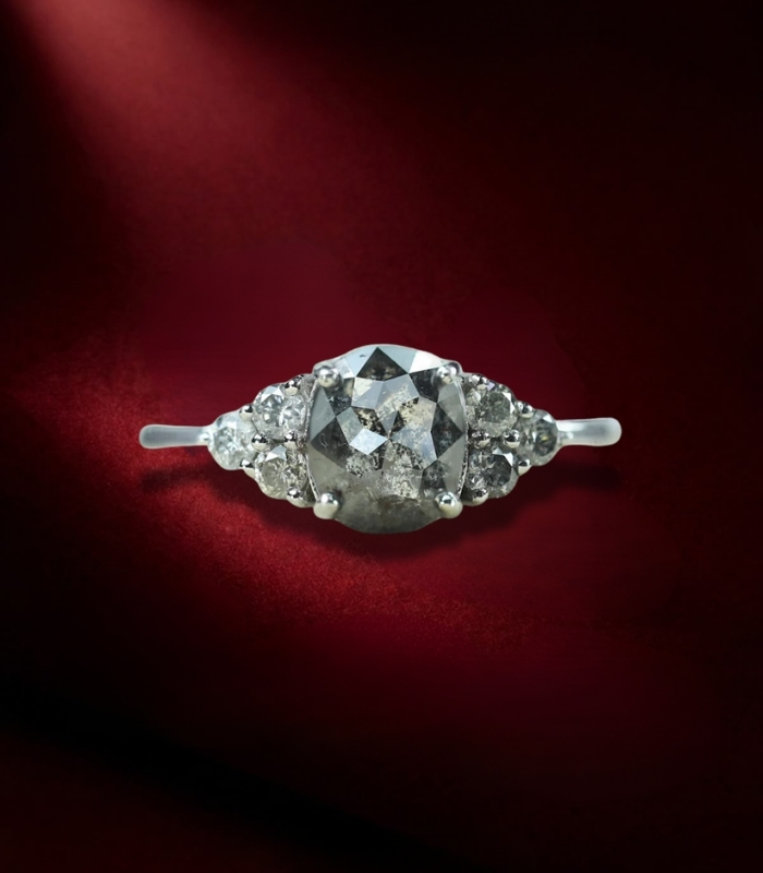 Oval Diamond | Salt And Pepper Diamond | Natural Diamond Ring | Gold Ring | Engagement Ring