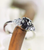Oval Diamond | Salt And Pepper Diamond | Natural Diamond Ring | Gold Ring | Engagement Ring - Image 3