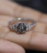 Oval Diamond | Salt And Pepper Diamond | Natural Diamond Ring | Gold Ring | Engagement Ring - Image 8