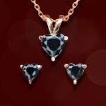 Diamond Pendant-Ear ring | Heart Diamond | Black Diamond | Yellow Gold | Bridal Necklace