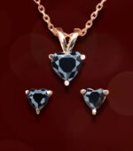 Diamond Pendant-Ear ring | Heart Diamond | Black Diamond | Yellow Gold | Bridal Necklace