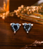 Diamond Pendant-Ear ring | Heart Diamond | Black Diamond | Yellow Gold | Bridal Necklace - Image 3