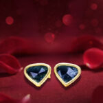 Heart Slice Rose-cut Diamond Earring | Blue Diamond | Natural Diamond Earring