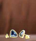 Heart Slice Rose-cut Diamond Earring | Blue Diamond | Natural Diamond Earring - Image 2