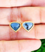Heart Slice Rose-cut Diamond Earring | Blue Diamond | Natural Diamond Earring - Image 4