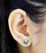 Heart Slice Rose-cut Diamond Earring | Blue Diamond | Natural Diamond Earring - Image 5