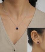 Diamond Pendant-Ear ring | Princess Diamond | Black Diamond | Yellow Gold Bridal Necklace - Image 2