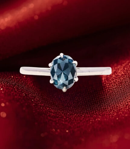 Oval Diamond | Natural Diamond Ring | Blue Color Gold Ring | Engagement Ring