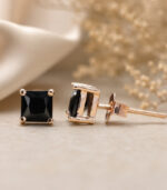 Diamond Pendant-Ear ring | Princess Diamond | Black Diamond | Yellow Gold Bridal Necklace - Image 3
