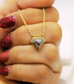 Pentagon Diamond | Salt And Pepper Diamond | Yellow Gold Pendant | Bridal Necklace Pendant - Image 2