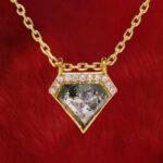 Pentagon Diamond | Salt And Pepper Diamond | Yellow Gold Pendant | Bridal Necklace Pendant