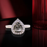 Pear Diamond Natural Diamond Ring Salt And Pepper Color Gold Ring Engagement Ring