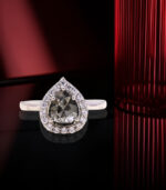 Pear Diamond Natural Diamond Ring Salt And Pepper Color Gold Ring Engagement Ring
