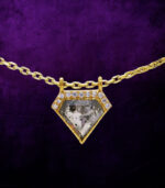 Pentagon Diamond | Salt And Pepper Diamond | Yellow Gold Pendant | Bridal Necklace Pendant - Image 3