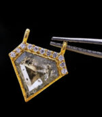 Pentagon Diamond | Salt And Pepper Diamond | Yellow Gold Pendant | Bridal Necklace Pendant - Image 4