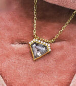 Pentagon Diamond | Salt And Pepper Diamond | Yellow Gold Pendant | Bridal Necklace Pendant - Image 5