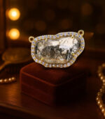 Diamond Pendant | Slice Diamond | Salt And Pepper Diamond | Yellow Gold Pendant | Bridal Necklace Pendant - Image 3