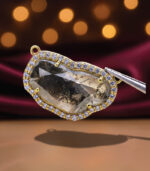 Diamond Pendant | Slice Diamond | Salt And Pepper Diamond | Yellow Gold Pendant | Bridal Necklace Pendant - Image 4
