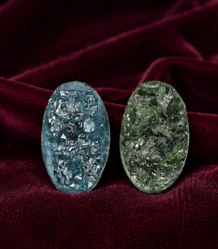 110 1.00 CT/2 Pcs Natural Oval Rough Diamond Enhanced Blue Green Color Clarity I3 (6.58 MM) - Image 1