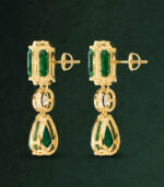 Yellow Gold Natural Emerald Diamond Drop Earrings | Imperial Designer Earrings | Luxury Gemstone Jewellery - Image 3